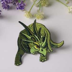 Triceratops patch patch, dinosaur patch, iron on patch, embroidered patch, funny patch, cool patch, for vest, for tote bag