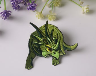 Patch de triceratops, patch de dinossauro, patch para passar a ferro, patch bordado, patch engraçado, patch legal, para colete, para bolsa