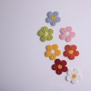 flowers fabric patches, set of 5 patches, daisy patch, motif, applique, for DIY project, sew on patch,