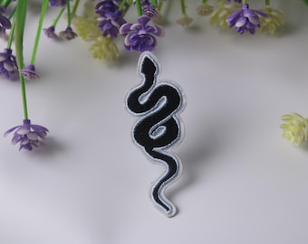 black snake patch, iron on patch, embroidered patch, funny patch, cool patch, for vest, for tote bag