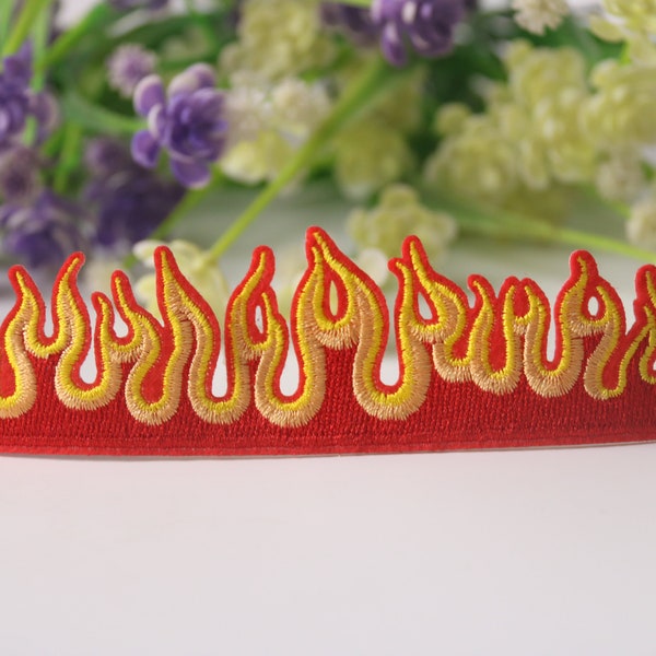 flame patch, fire patch, iron on patch, embroidered patch, funny patch, cool patch, for vest, for tote bag