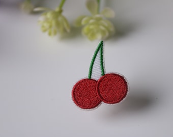 parche de cerezas rojas pequeñas, parche de fruta, parche para planchar, parche bordado, parche divertido, parche genial, para chaleco, para bolso de mano