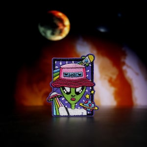 Alien patch, rocket patch, UFO patch, iron on patch, embroidered patch, funny patch, cool patch, for vest, for tote bag