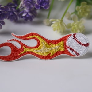 flying baseball patch, iron on patch, embroidered patch, funny patch, cool patch, for vest, for tote bag