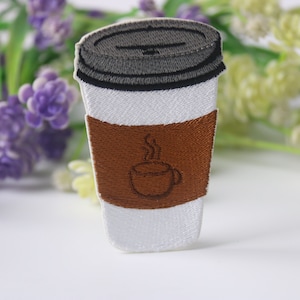 coffee patch, drink patch, iron on patch, embroidered patch, funny patch, cool patch, for vest, for tote bag