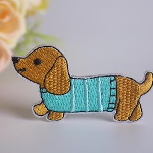 かわいいダックスフントのパッチ、犬のパッチ、子犬のパッチ、アイロン接着パッチ、刺繍パッチ、面白いパッチ、クールなパッチ