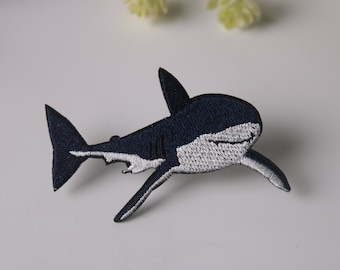 shark patch, fish patch, iron on patch, embroidered patch, funny patch, cool patch, for vest, for tote bag