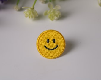 tiny smile face patch, emoji, iron on patch, embroidered patch, funny patch, cool patch, for vest, for tote bag