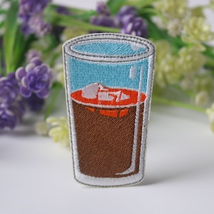 ice coffee patch, iron on patch, embroidered patch, funny patch, cool patch, for vest, for tote bag