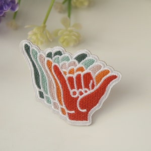 multiple Shaka sign patch, iron on patch, embroidered patch, funny patch, cool patch, for vest, for tote bag