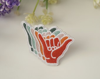 multiple Shaka sign patch, iron on patch, embroidered patch, funny patch, cool patch, for vest, for tote bag