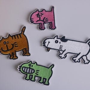 ugly comic cute cat patch, dog patch, iron on patch, embroidered patch, funny patch, cool patch