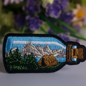 camping patch, bottle patch, tent patch, adventure patch, iron on patch, embroidered patch, funny patch, cool patch