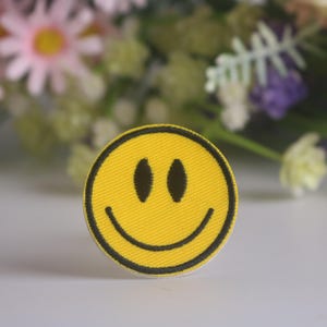 smile face patch, emoji patch, iron on patch, embroidered patch, funny patch, cool patch