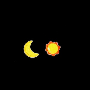 sun and moon patch, sticker, tiny, iron on patch, embroidered patch, funny patch, cool patch