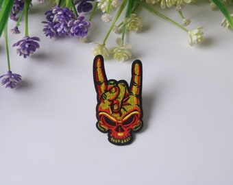 Parche con letrero de rock, parche de calavera, parche termoadhesivo, parche bordado, parche divertido, parche genial, para chaleco, para bolso de mano
