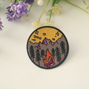 camping patch, campfire patch, iron on patch, embroidered patch, funny patch, cool patch, for vest, for tote bag
