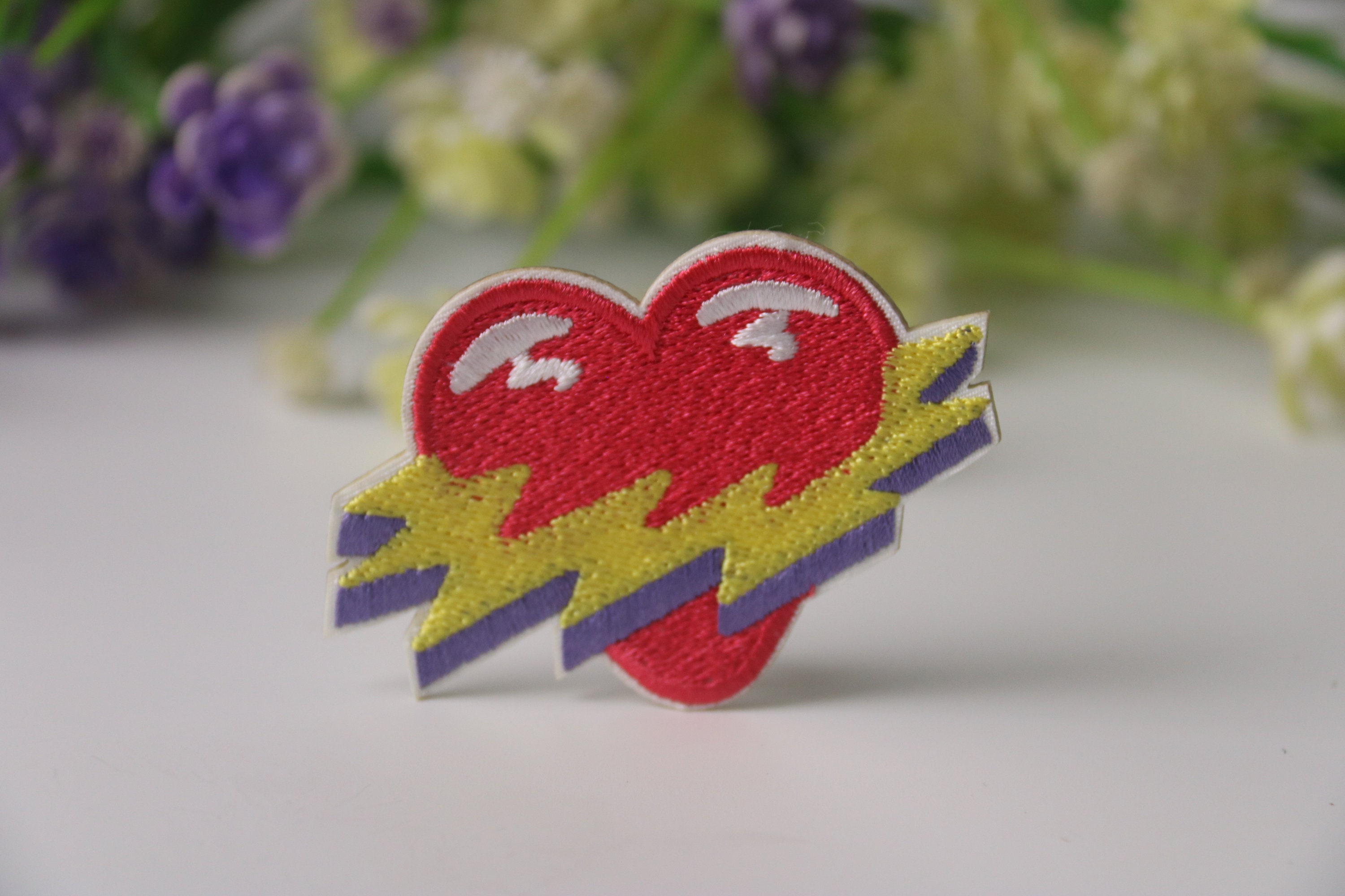 Red Shocking Heart Patch, Iron on Patch, Embroidered Patch Red Shocking Heart Patch, Iron on Patch, Embroidered Patch