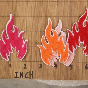 Flame Patch, Fire Patch, Pink, Red, Iron on Patch, Embroidered Patch ...