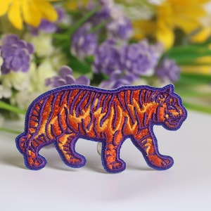 orange gorgeous tiger patch, for girl patch, iron on patch, embroidered patch, funny patch, cool patch, for vest, for tote bag