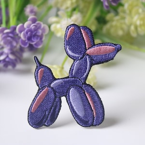 balloon dog patch, purple, iron on patch, embroidered patch, funny patch, cool patch, for vest, for tote bag