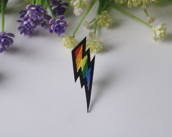 Regenbogen Blitz Aufnäher, Patch, Aufnäher, gestickter Patch, Aufnäher für Weste, Tasche, Tasche