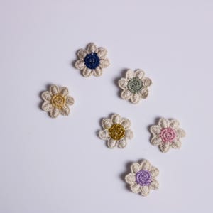 mini cute tiny fabric flowers patches, set of 6 patches,  flower patch, motif, applique, for DIY project, sew on patch,