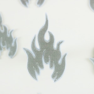 grey flame patch, iron on patch, embroidered patch, funny patch, cool patch