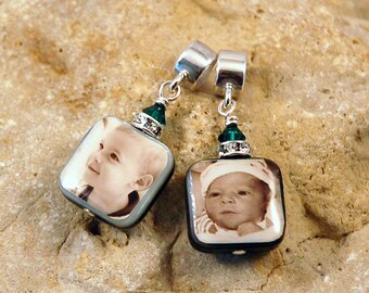 BESTSELLER - Double-Sided Square Mother of Pearl Custom Photo Charm for European Style Charm Bracelet