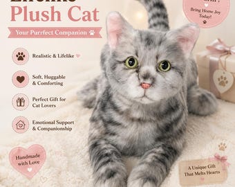 手作りのアメリカンショートヘア猫のぬいぐるみ：リアルなコンパニオン