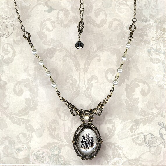 CUSTOM Initial Frame Necklace Vintage 