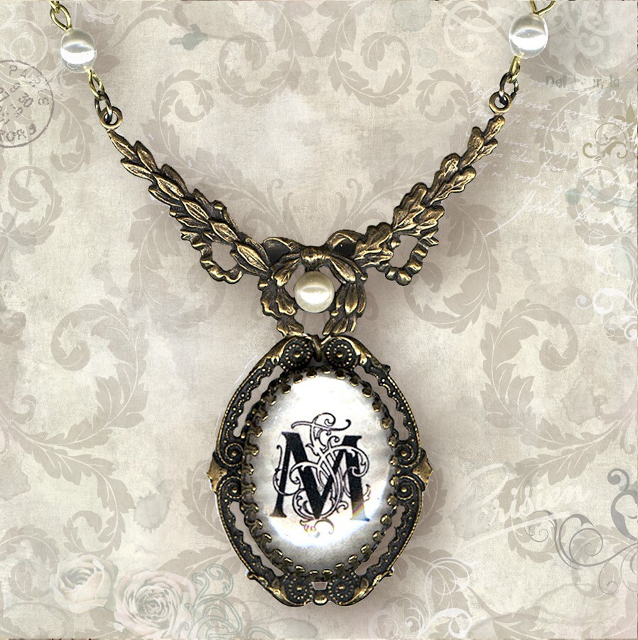 CUSTOM Initial Frame Necklace Vintage 