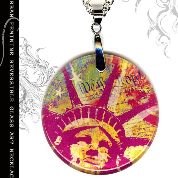Liberty Necklace Reversible Glass Art 