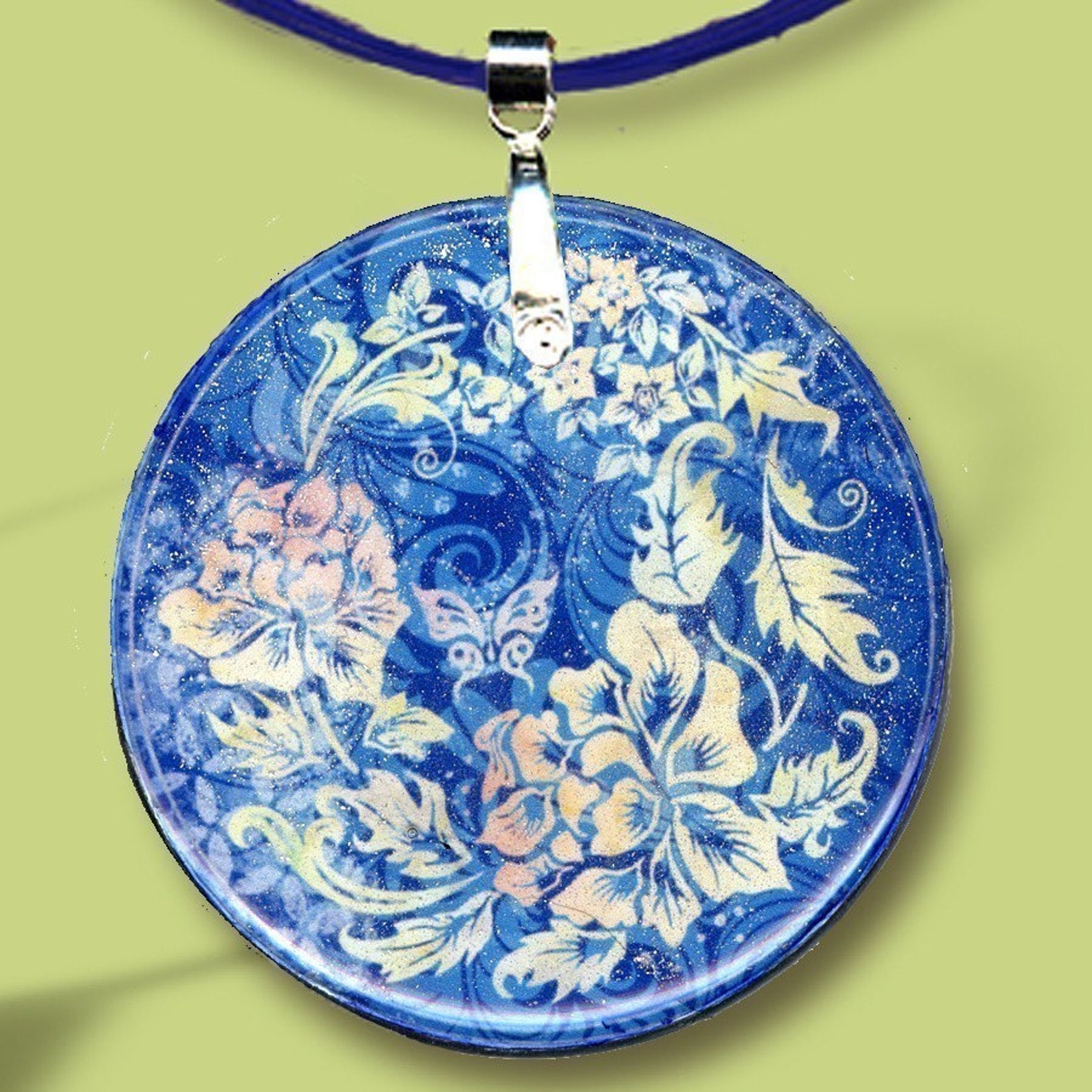 Peacock Necklace Reversible Glass Art Necklaces Geoforms Etsy