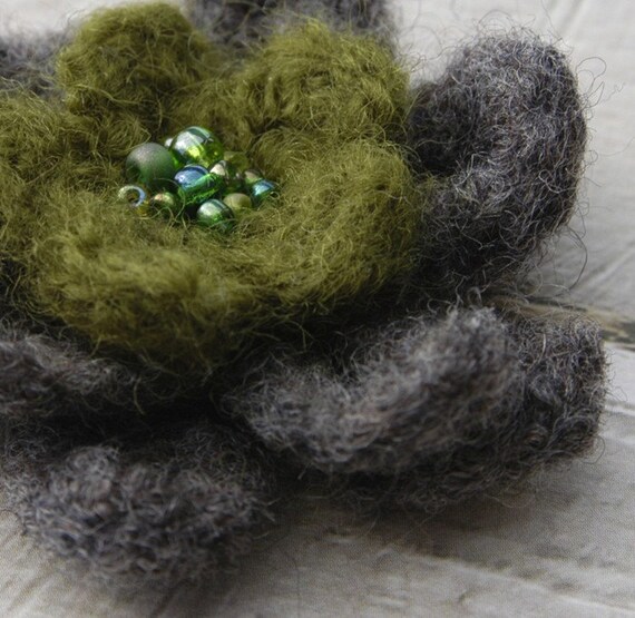 Items similar to Unique Handmade Wool Felt Flower Brooch One of a Kind ...