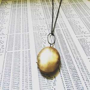 long locket necklace | large vintage brass oval locket | simple lockets for gifting | iheartmies | custom gift | portland oregon