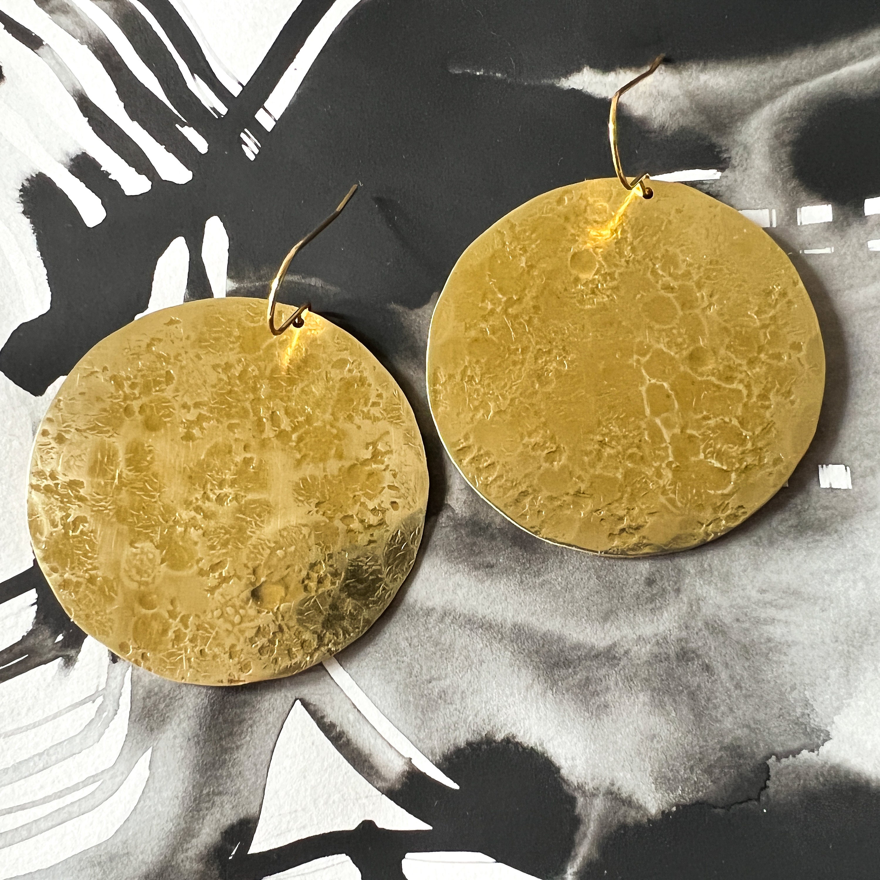 Brass Full Moon Earrings Large Grand Moon Earring Brass Etsy