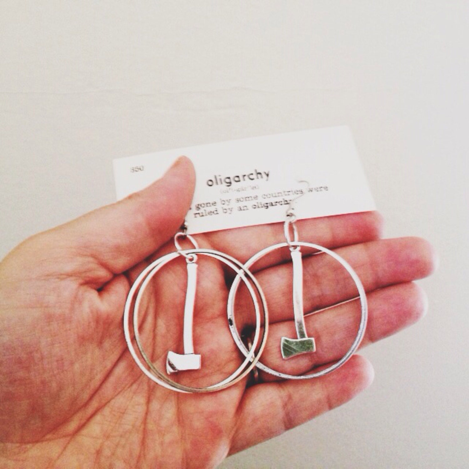 Hoop Earrings Silver Axe Earrings Ax Axe Jewelry Etsy