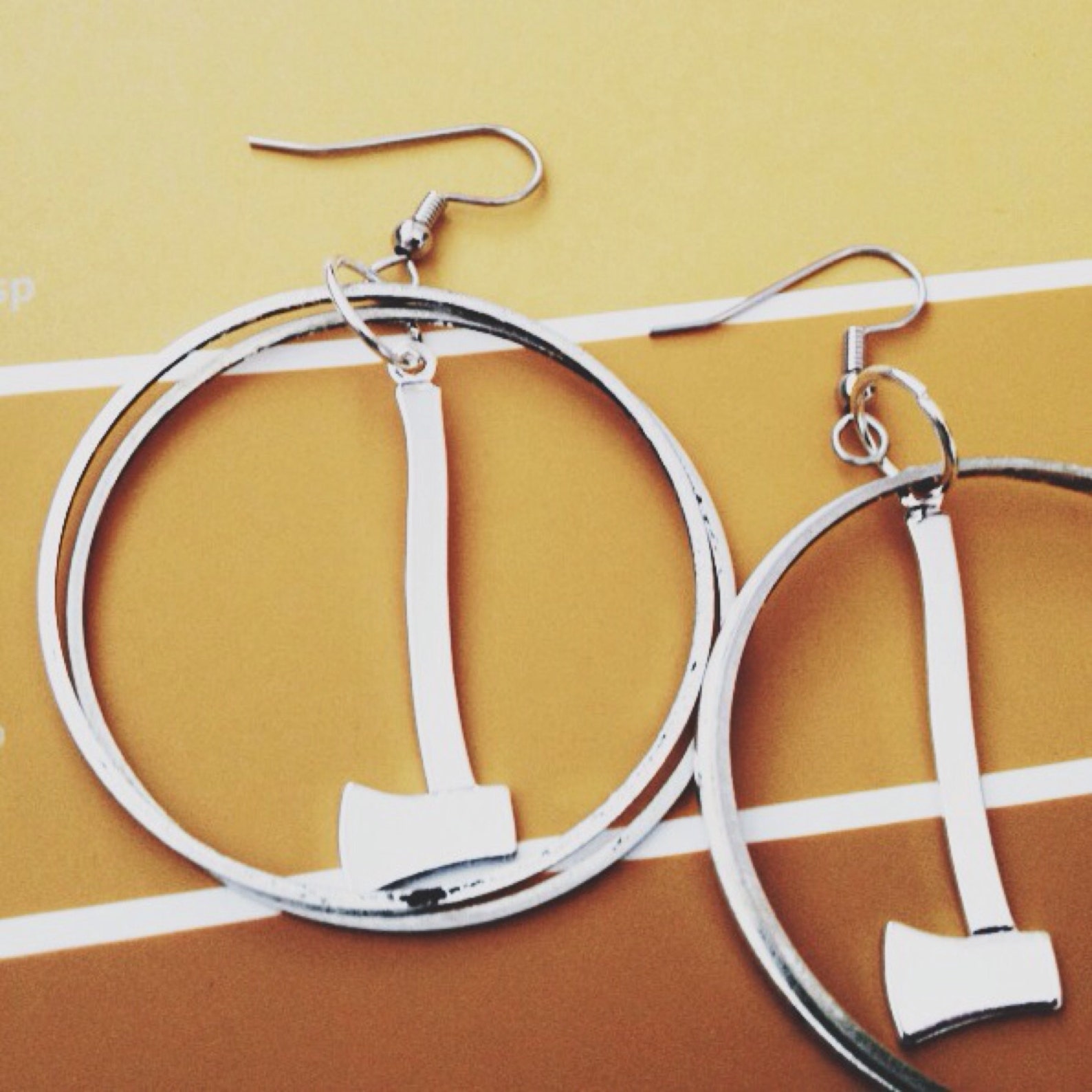 Hoop Earrings Silver Axe Earrings Ax Axe Jewelry Etsy