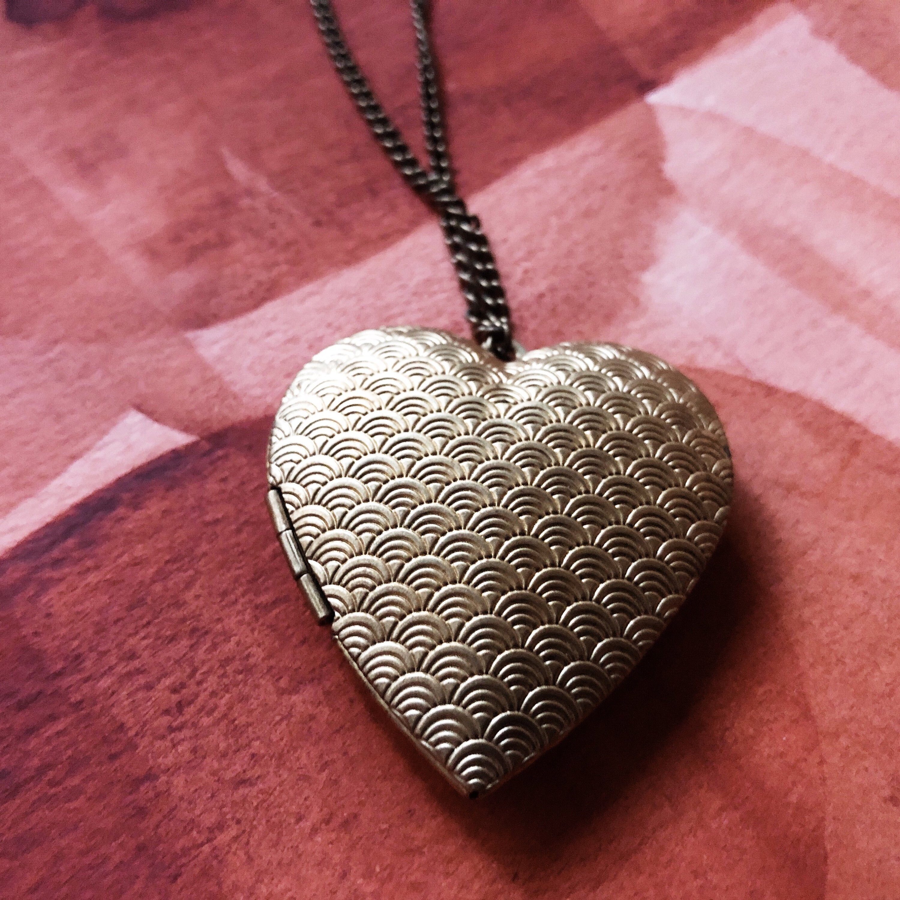 Long Heart Locket Necklace Decorative Locket Necklace Etsy