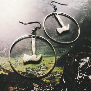 silver axe hoop earrings | timber army  rctid pacific northwest | portland oregon | lumberjack tool