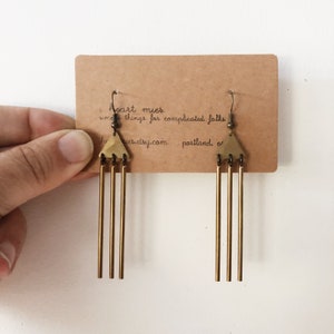 Messing Dreieck Ohrringe | Tropfen Schmuck | goldene Ohrringe im Handy-Stil | Herzen | schlichten Alltagsschmuck