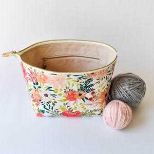 Large Zippered Pouch in "Peach and Posey"