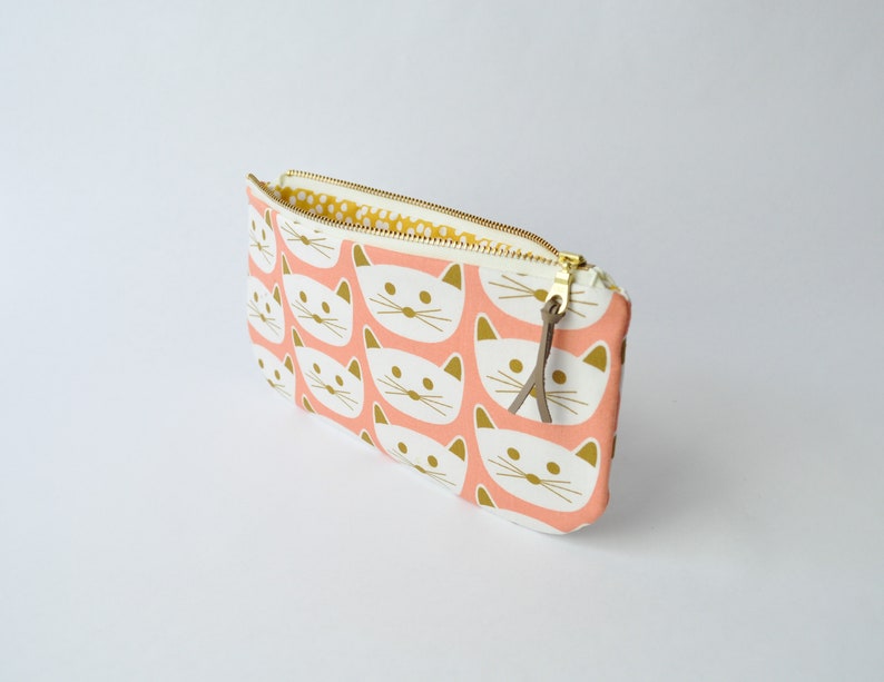 Cat Lover Gift Pencil Case with Gold Zipper Cat Pencil Pouch
