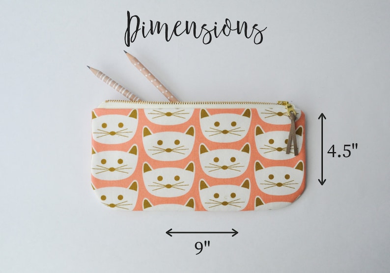 Cat Lover Gift Pencil Case with Gold Zipper Cat Pencil Pouch