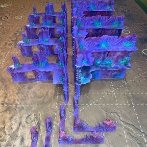 Terrain Wargames Tabletop, Impreso 3D con diseño Tiranidos, modular y fácil de guardar y transportar