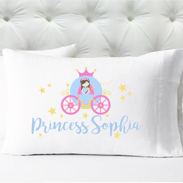 Personalized Girls Pillowcase - Princess - Princess Pillowcase - Kids Princess Pillow Case - Standard Size Pillowcase