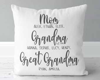 Personalized Grandkids Pillow, Grandma Pillow, Grandpa Pillow, Grandkids Gift, Nana, Personalized Memaw Pillow