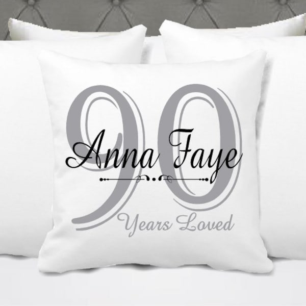 Personalized Birthday Pillow, 60, 70, 75, 80, 90, 95, 100 Years Loved Birthday Gift - Milestone birthday gift - grandma