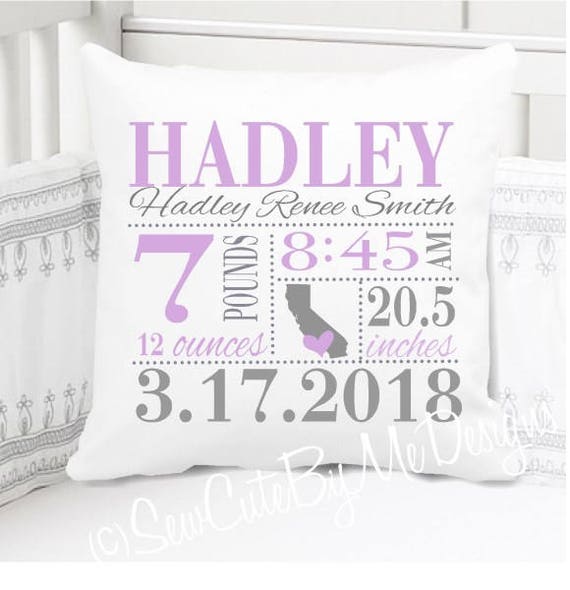 birth announcement pillow